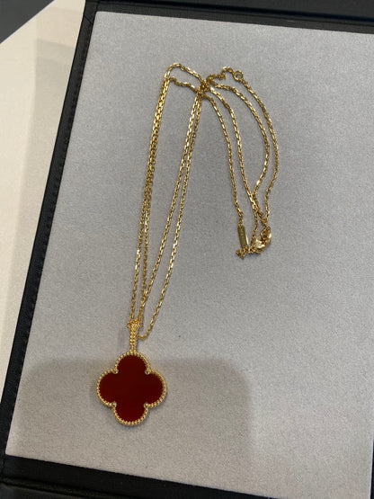 [：Polaidi Jewelry]クローバー 25MM ネックレス ゴールド カーネリアン