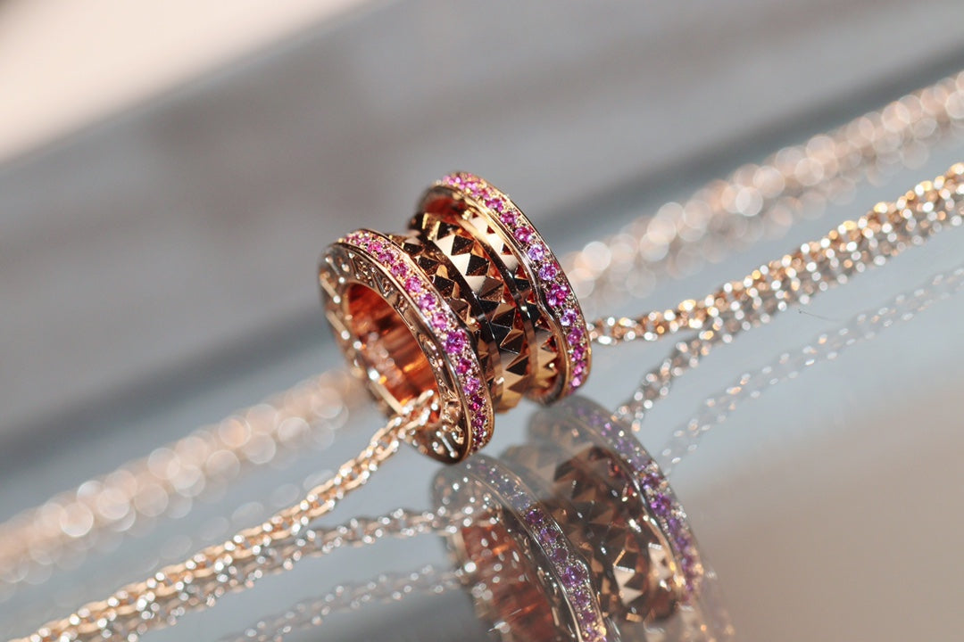 [：Polaidi]ZERO 1 ROCK PINK GOLD PINK DIAMOND NECKLACE