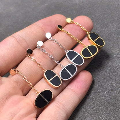 [：Polaidi Jewelry]CHAINE VERSO BLACK CERAMIC SILVER EARRINGS