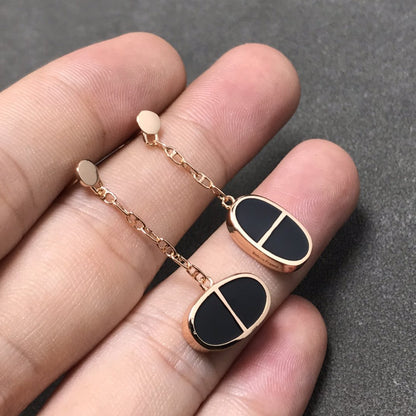 [：Polaidi Jewelry]CHAINE VERSO BLACK CERAMIC SILVER EARRINGS