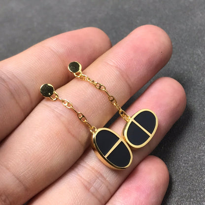 [：Polaidi Jewelry]CHAINE VERSO BLACK CERAMIC SILVER EARRINGS