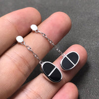 [Perlaura Jewelry ]CHAINE VERSO BLACK CERAMIC SILVER EARRINGS