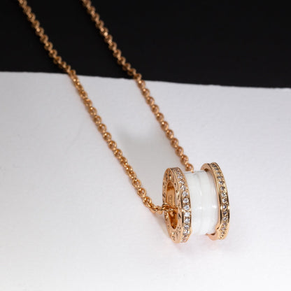[：Polaidi]ZERO 1 WHITE CERAMIC PINK GOLD DIAMOND NECKLACE