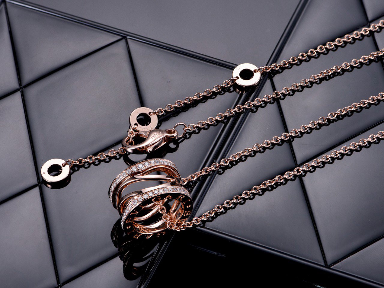 [：Polaidi]ZERO 1 PINK GOLD DIAMOND OPEN NECKLACE