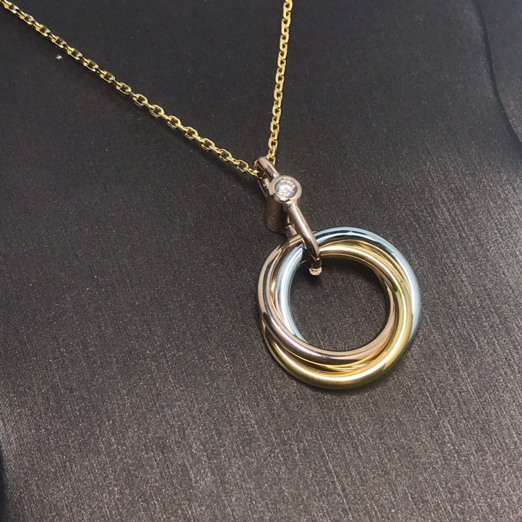 [Polaidi Jewelry]TRINITY SILVER GOLD PINK GOLD NECKLACE