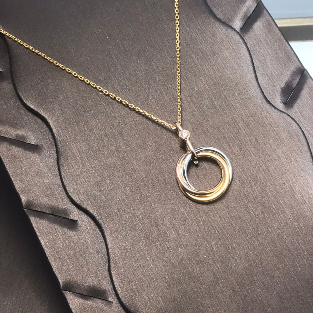 [Polaidi Jewelry]TRINITY SILVER GOLD PINK GOLD NECKLACE