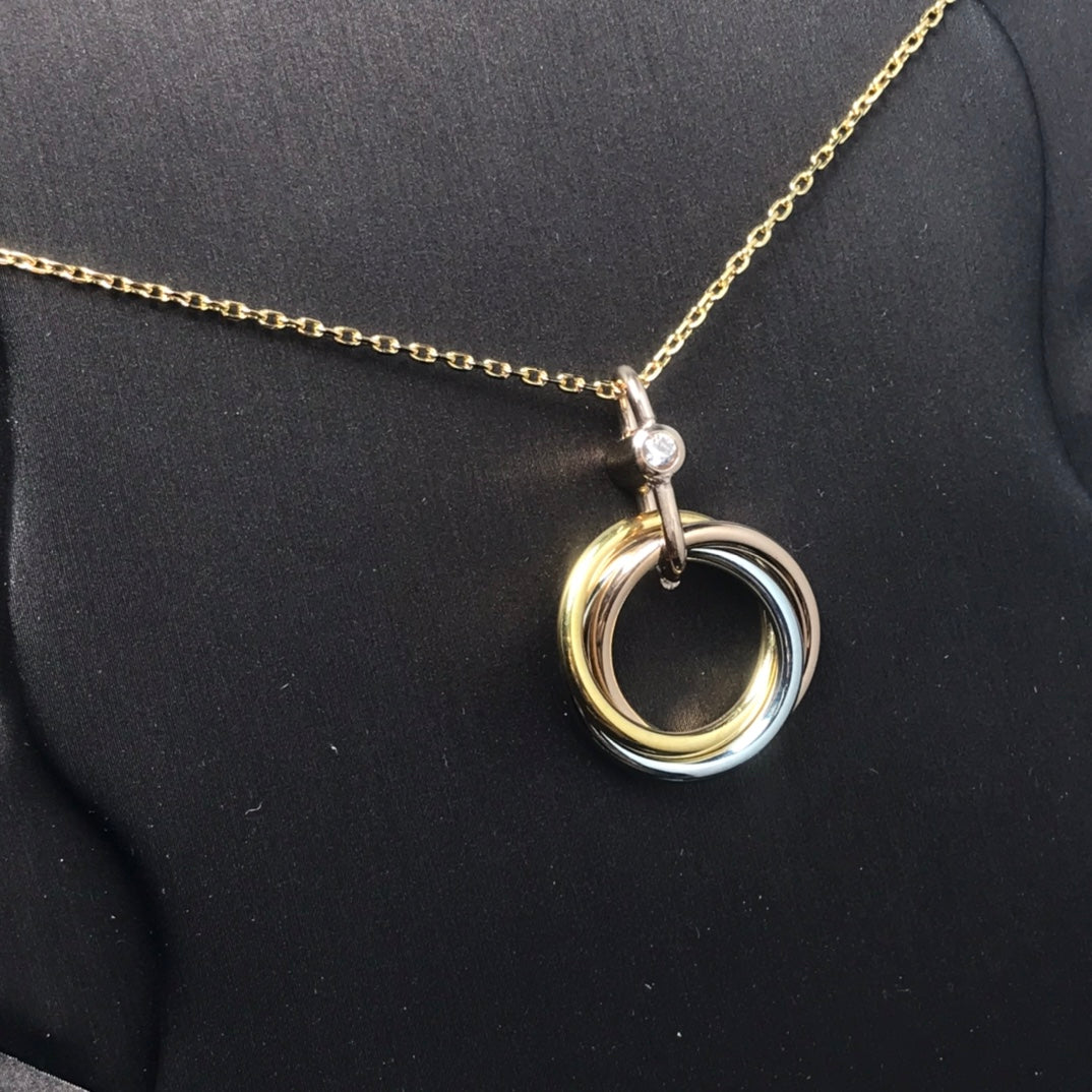 [Polaidi Jewelry]TRINITY SILVER GOLD PINK GOLD NECKLACE