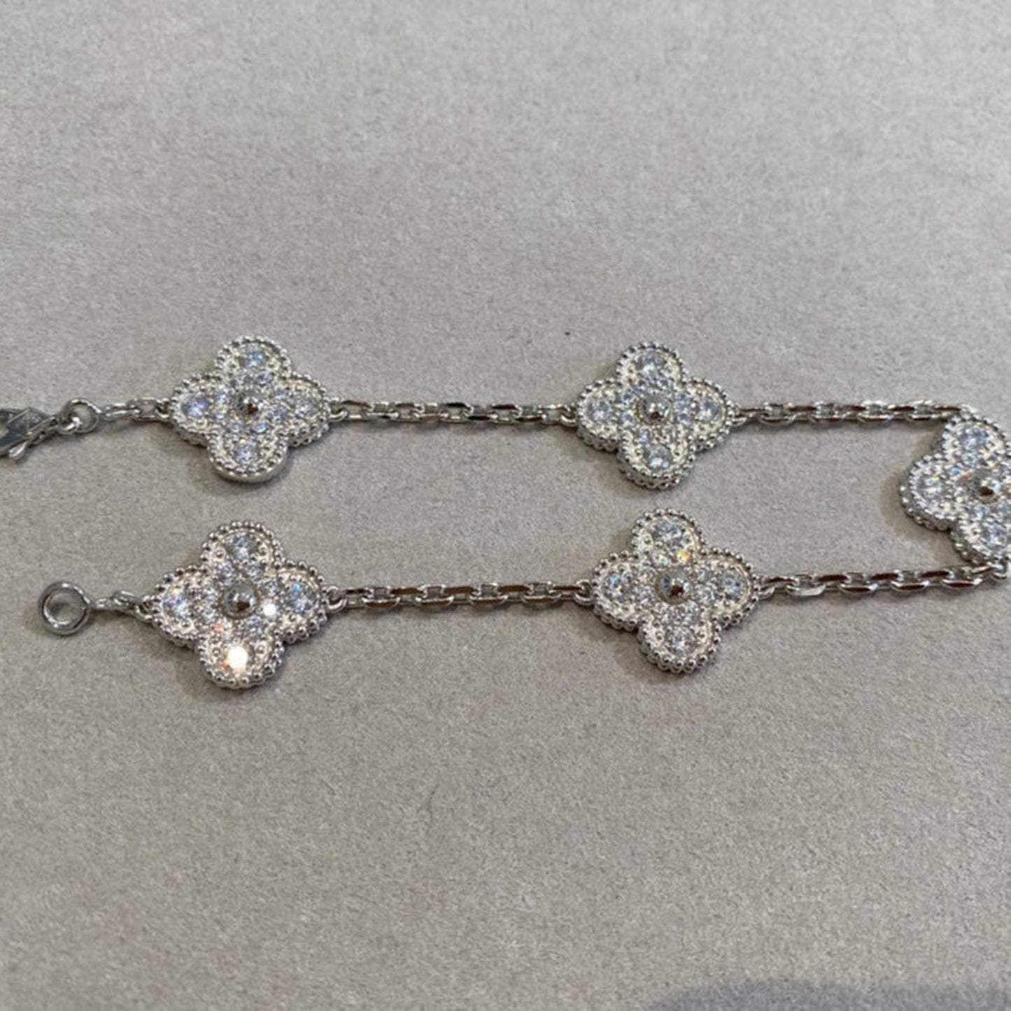 [：Polaidi Jewelry]クローバー 5モチーフ ダイヤモンドブレスレット シルバー