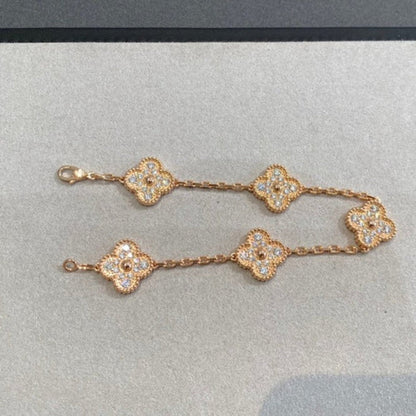 [：Polaidi Jewelry]CLOVER 5 MOTIFS  FULL DIAMOND BRACELET