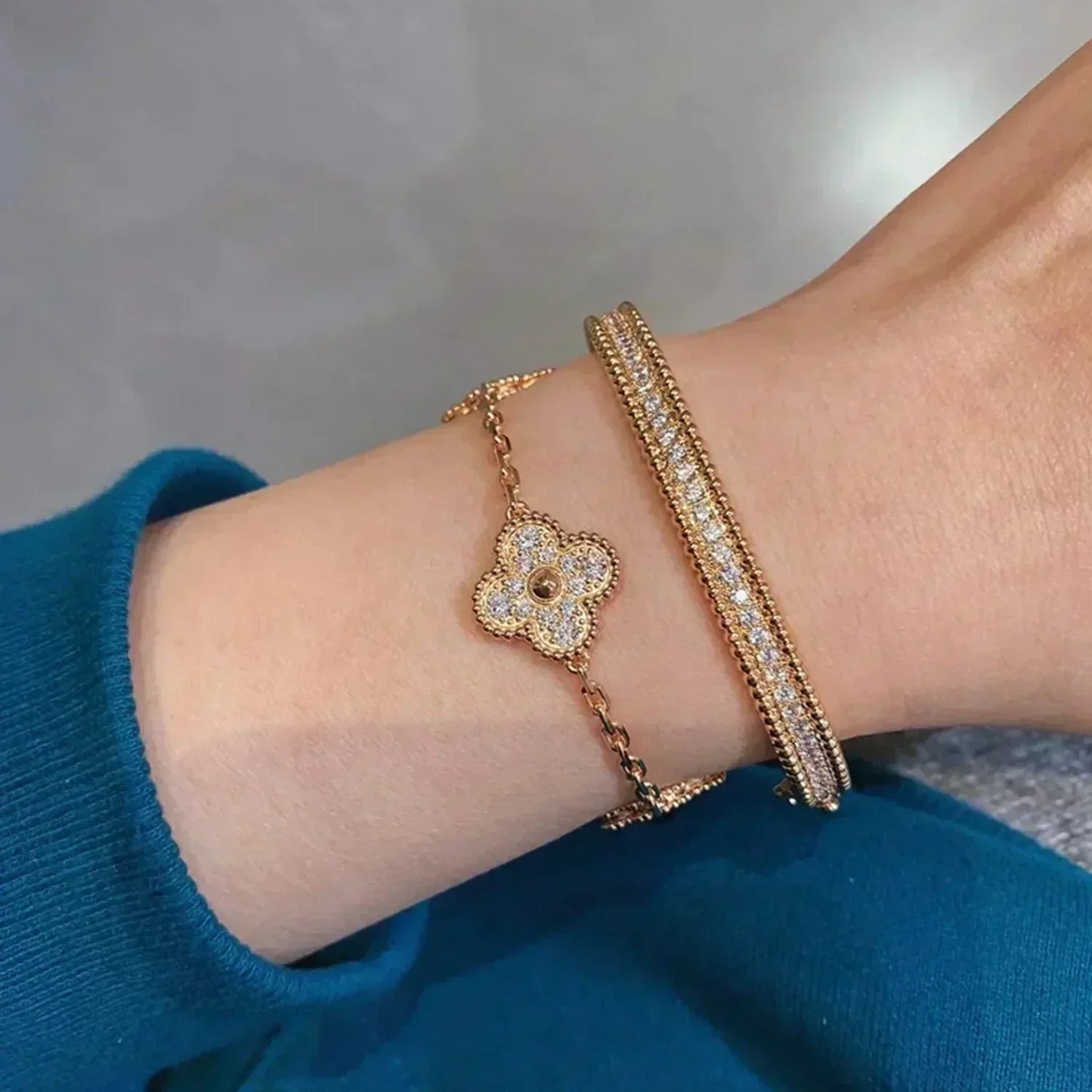 [：Polaidi Jewelry]CLOVER 5 MOTIFS  FULL DIAMOND BRACELET