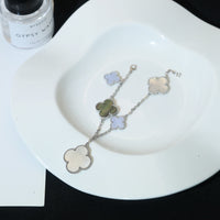 [Perlaura Jewelry ]CLOVER BRACELET 5 MOTIFS MOP CHALCEDONY SILVER