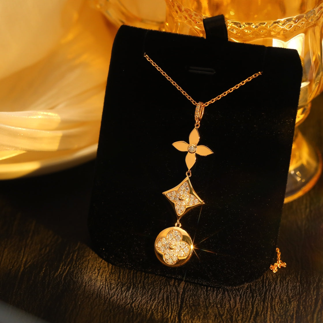 [Polaidi Jewelry]STAR AND SUN DIAMOND PINK GOLD NECKLACE
