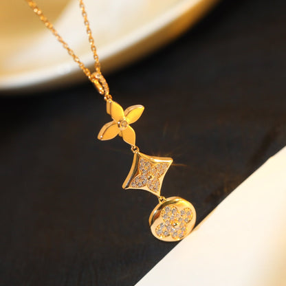 [：Polaidi Jewelry]スターアンドサン ダイヤモンドピンクゴールドネックレス