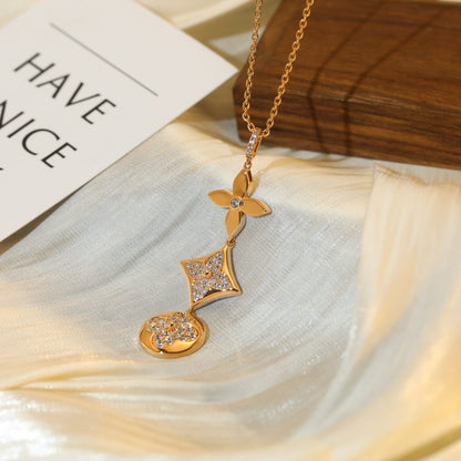 [：Polaidi Jewelry]スターアンドサン ダイヤモンドピンクゴールドネックレス