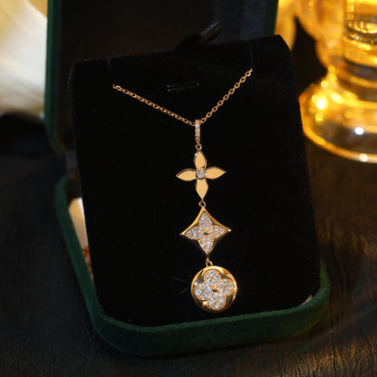 [：Polaidi Jewelry]スターアンドサン ダイヤモンドピンクゴールドネックレス