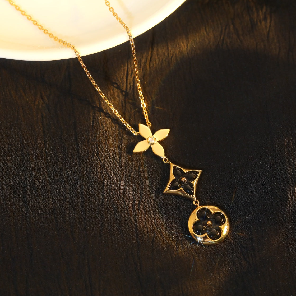 [：Polaidi Jewelry]STAR AND SUN ONYX PINK GOLD NECKLACE