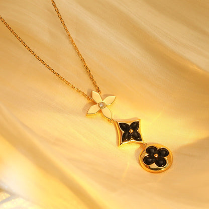 [：Polaidi Jewelry]STAR AND SUN ONYX PINK GOLD NECKLACE
