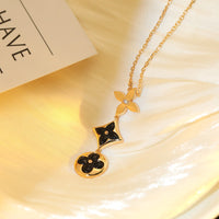 [Perlaura Jewelry ]STAR AND SUN ONYX PINK GOLD NECKLACE