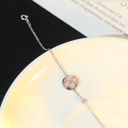 [：Polaidi Jewelry]SUN MOTIF PINK MOP SILVER BRACELET