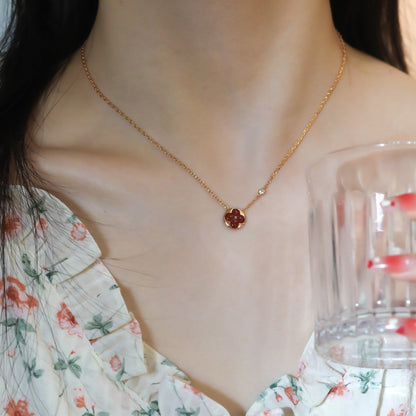 [Polaidi Jewelry]SUN PEDANT PINK GOLD 1 DIAMOND NECKLACE