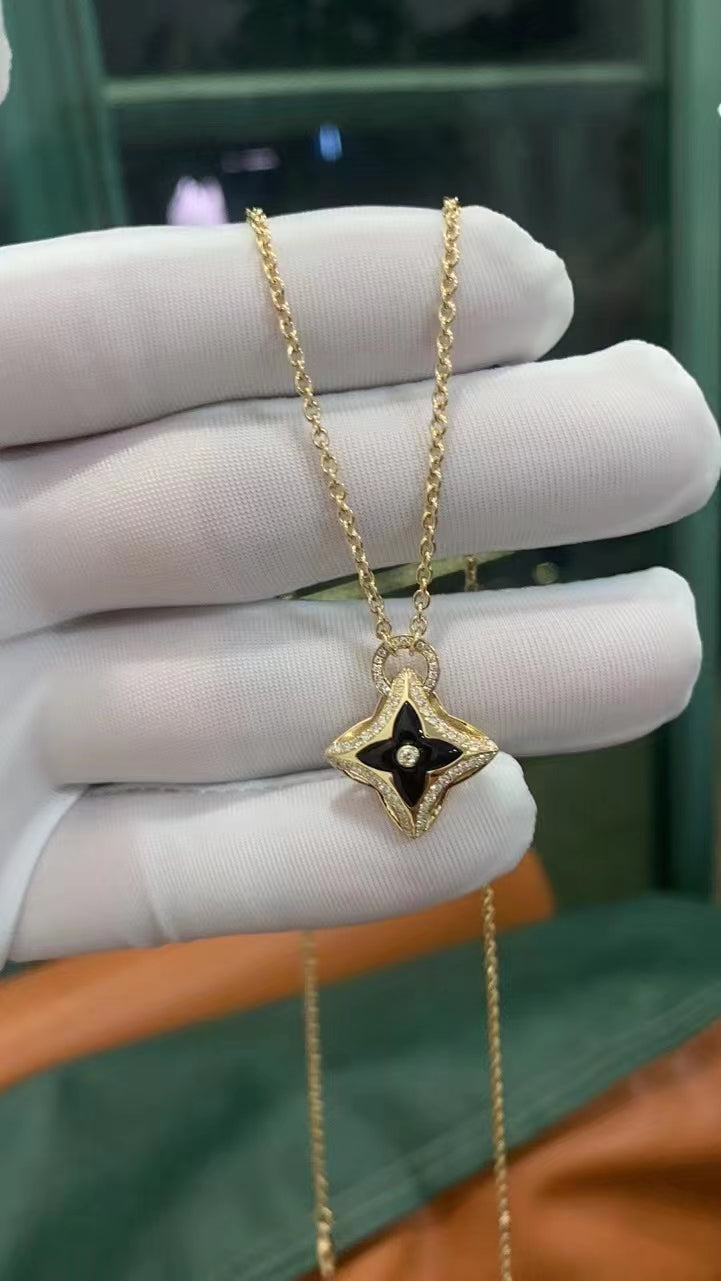[：Polaidi Jewelry]スターペンダントピンクゴールドダイヤモンドネックレス