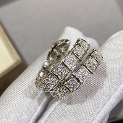 [：Polaidi]SERPENTI DOUBLE RING SILVER DIAMOND PAVED