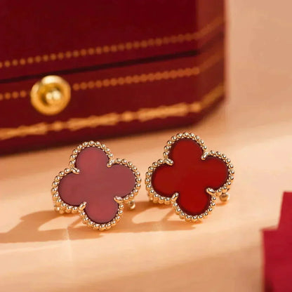 [：Polaidi Jewelry]CLOVER MEDIUM 1 MOTIFS CARNELIAN  EARRINGS