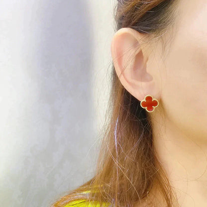 [：Polaidi Jewelry]CLOVER MEDIUM 1 MOTIFS CARNELIAN  EARRINGS