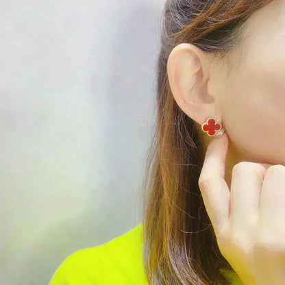 [：Polaidi Jewelry]CLOVER MEDIUM 1 MOTIFS CARNELIAN  EARRINGS
