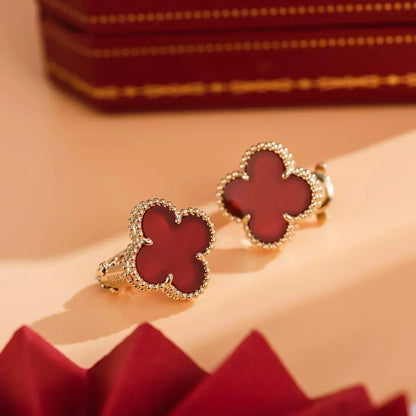 [：Polaidi Jewelry]CLOVER MEDIUM 1 MOTIFS CARNELIAN  EARRINGS