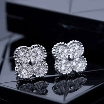 [：Polaidi Jewelry]クローバー 1モチーフ ダイヤモンド スタッドピアス シルバー