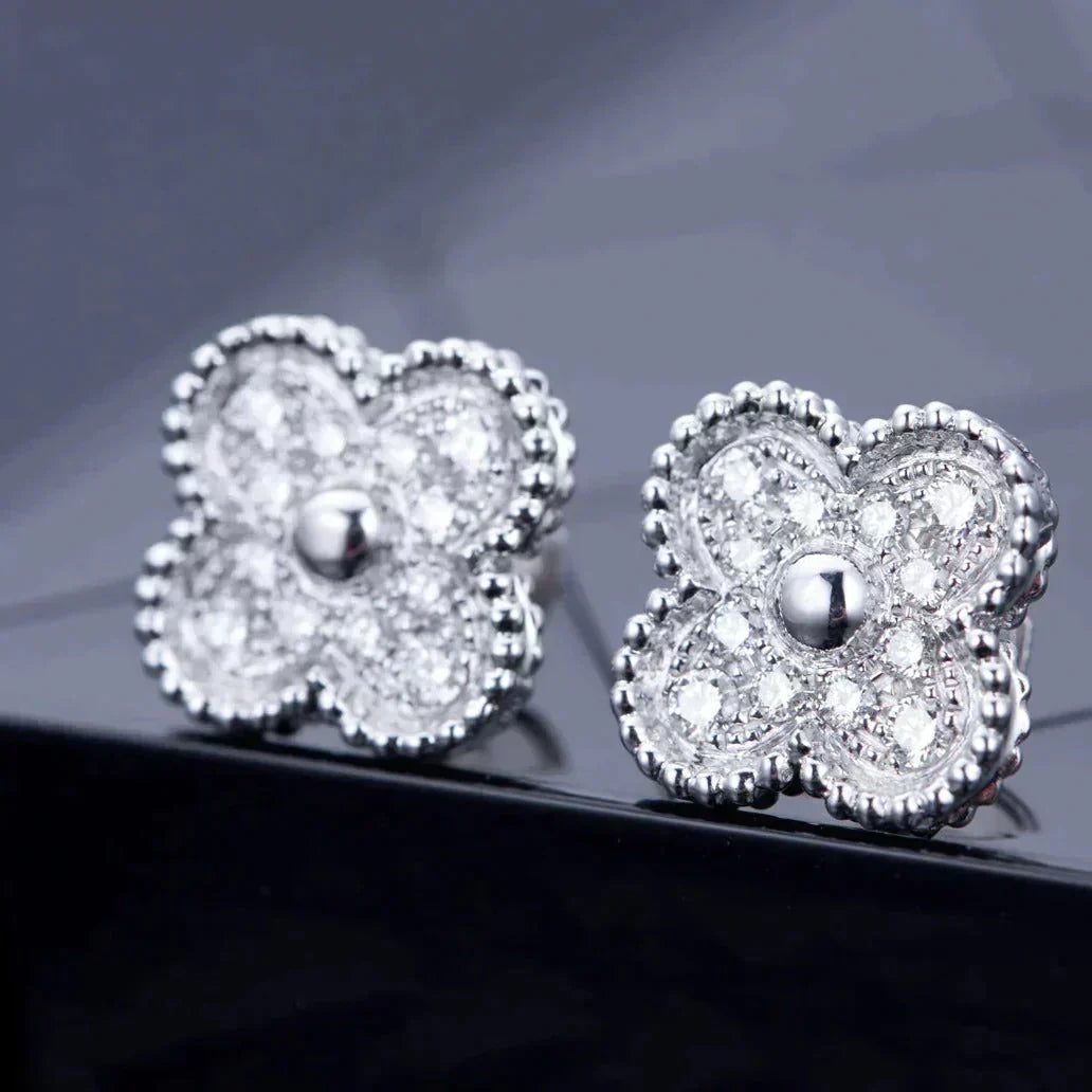 [：Polaidi Jewelry]クローバー 1モチーフ ダイヤモンド スタッドピアス シルバー
