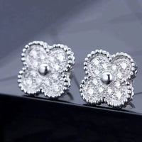 [Perlaura Jewelry ]CLOVER 1 MOTIFS DIAMOND STUD EARRINGS SILVER