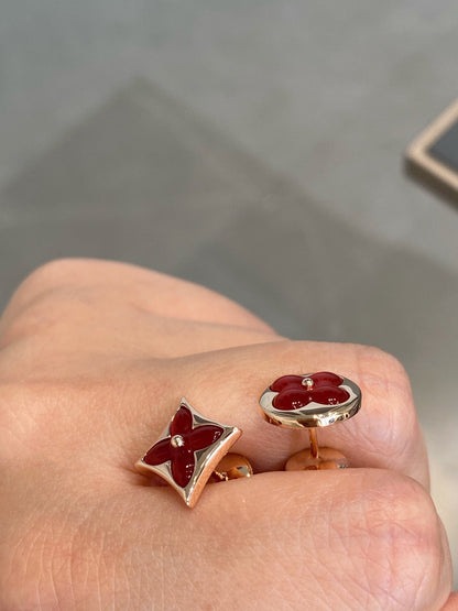 [Polaidi Jewelry]STAR AND SUN PINK GOLD CARNELIAN STUD EARRINGS