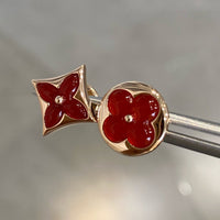 [Perlaura Jewelry ]STAR AND SUN PINK GOLD CARNELIAN STUD EARRINGS