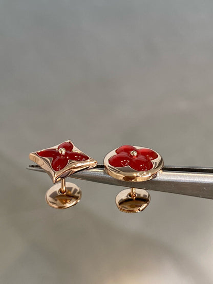 [：Polaidi Jewelry]星と太陽のピンクゴールドカーネリアンスタッドピアス