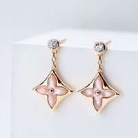 [Perlaura Jewelry ]DOUBLE STAR PINK GOLD MOP DROP EARRINGS