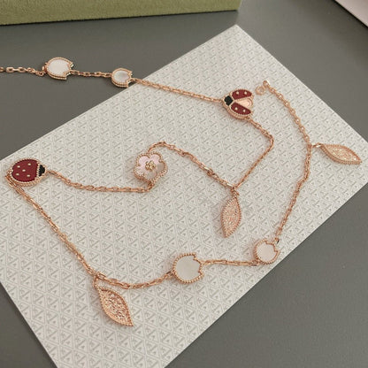 [：Polaidi Jewelry]LUCKY SPRING 15 MOTIFS ROSE GOLD NECKLACE