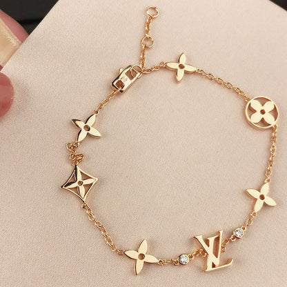 [：Polaidi Jewelry]STAR AND SUN 7 MOTIFS GOLD BRACELET