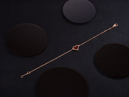 [：Polaidi Jewelry]HEART CARNELIAN PINK GOLD BRACELET