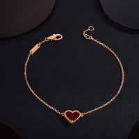 [Perlaura Jewelry ]HEART CARNELIAN PINK GOLD BRACELET