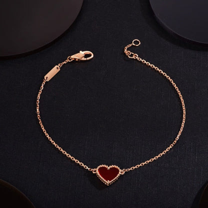 [：Polaidi Jewelry]HEART CARNELIAN PINK GOLD BRACELET