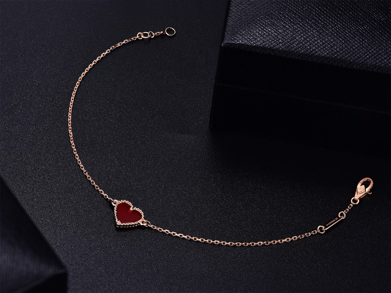 [：Polaidi Jewelry]HEART CARNELIAN PINK GOLD BRACELET