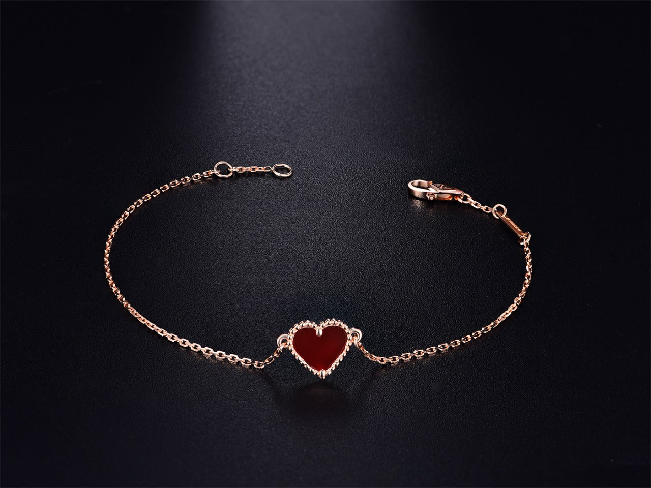 [：Polaidi Jewelry]HEART CARNELIAN PINK GOLD BRACELET
