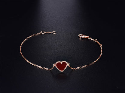[：Polaidi Jewelry]HEART CARNELIAN PINK GOLD BRACELET