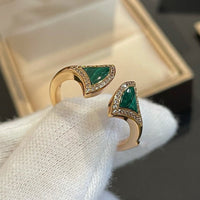 [Perlaura Jewelry ]DREAM MALACHITE DIAMOND OPEN RING