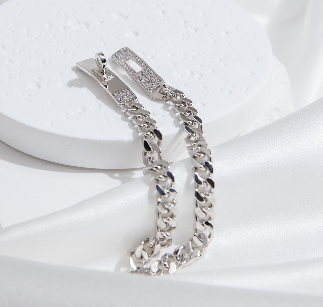 [：Polaidi Jewelry]KELLY CHAIN SILVER DIAMOND BRACELET