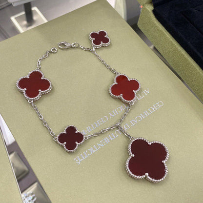 [：Polaidi Jewelry]CLOVER 5 MOTIFS SIVLER CARNELIAN BRACELET