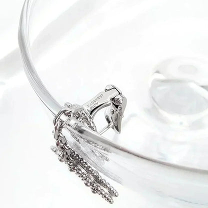 [：Polaidi Jewelry]CLOVER 2 MOTIFS  DIAMOND ONYX EARRINGS SILVER