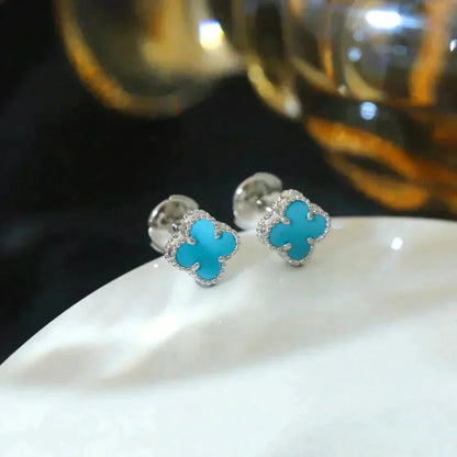 [：Polaidi Jewelry]クローバー ミニターコイズ シルバースタッドピアス